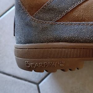 BearPaw Tan and Gray Suede Boots